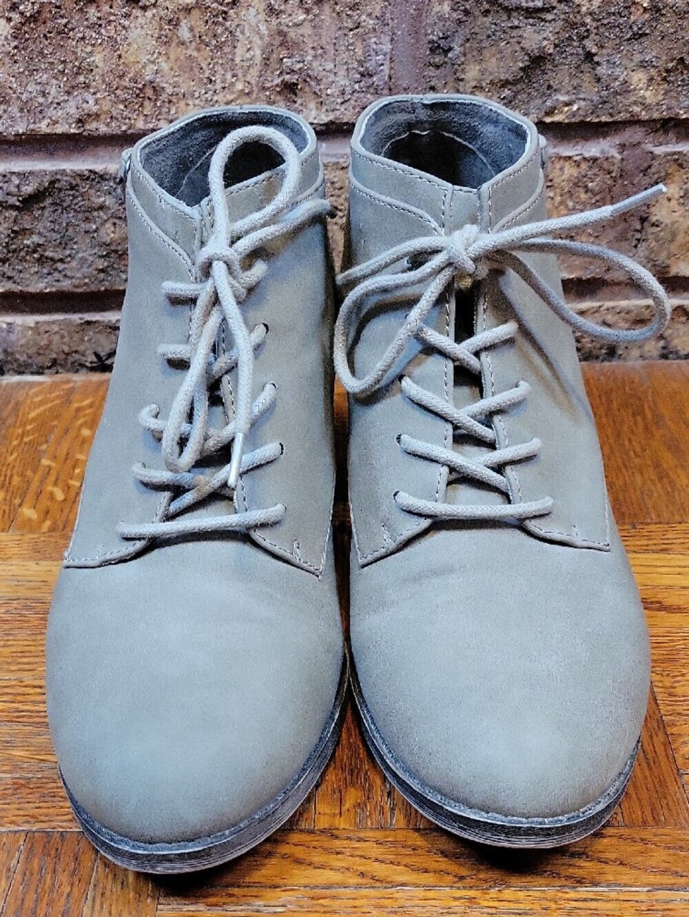 Rocket Dog Taupe Lace Up Ankle Booties Chunky Stacked Heel Size 11 - Picture 3 of 12